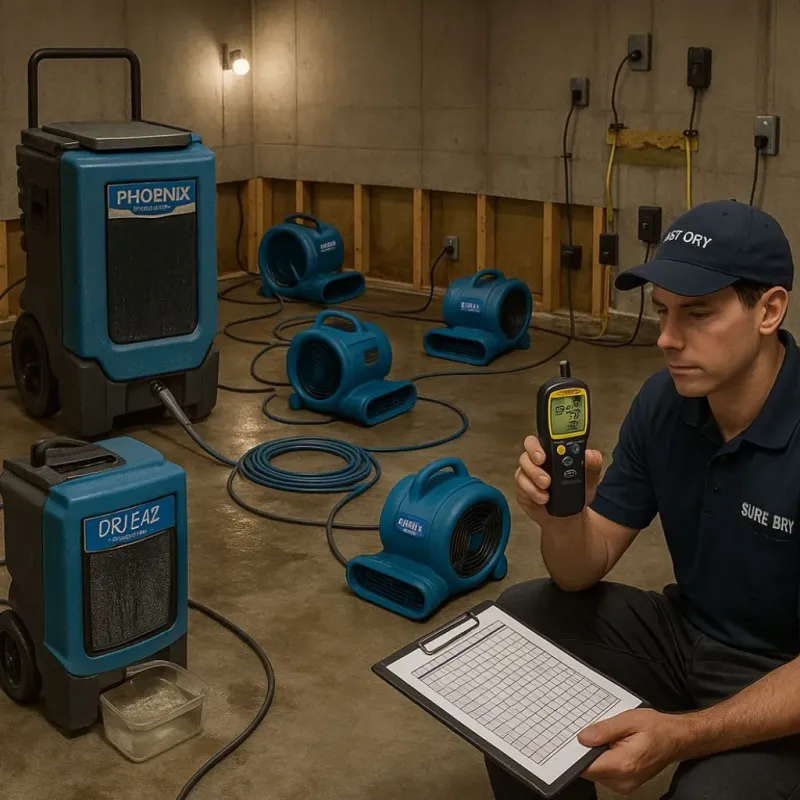 Structural Drying and Dehumidification process in Union County, IL